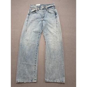 Zara Jeans Women's 0 Blue Light Wash Straight Leg High Rise Baggy Fit Y2K Style